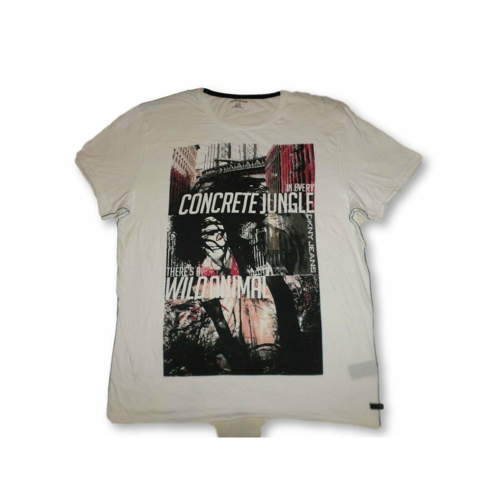 DKNY JEANS T-SHIRT MEN SIZE L SHORT SLEEVES WHITE COLOR NEW WITH TAGS